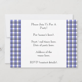 Gingham check. Blue, Gray, White. Photo Template. Invitation