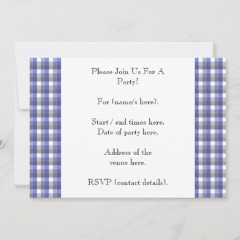 Gingham Check. Blue  Gray  White. Photo Template. Invitation by Graphics_By_Metarla at Zazzle