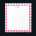 Gingham Check Border Bright Pink Notepad<br><div class="desc">Gingham check border in bright pink makes for a classic preppy design. Subtle list lines can be turned on or off in customization.</div>