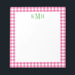 Gingham Check Border Bright Pink Notepad<br><div class="desc">Gingham check border in bright pink makes for a classic preppy design. Subtle list lines can be turned on or off in customization.</div>