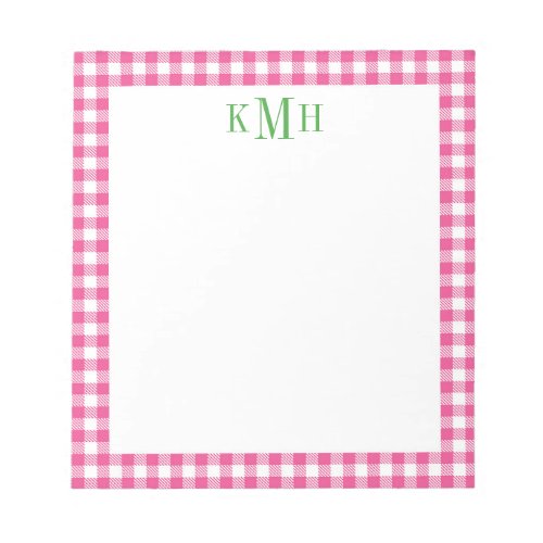 Gingham Check Border Bright Pink Notepad