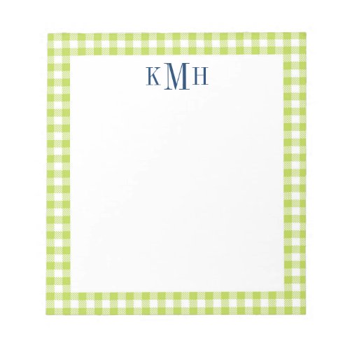 Gingham Check Border Lime Green Notepad