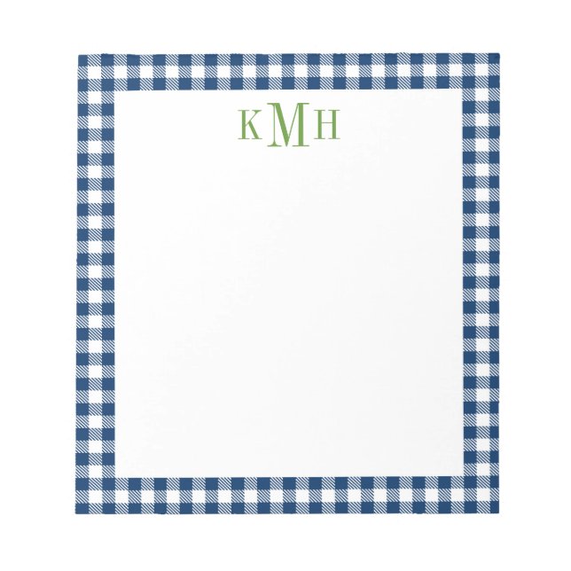 Gingham Check  Border Navy Notepad (Front)