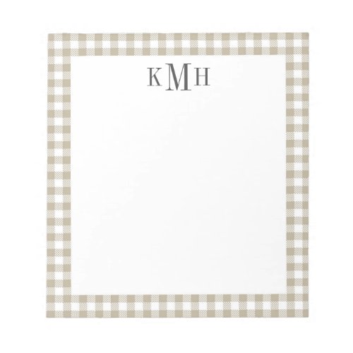 Gingham Check  Border Tan Notepad