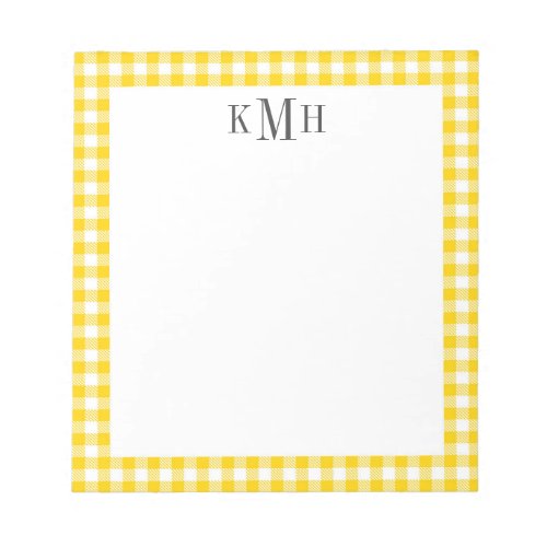 Gingham Check  Border Yellow Notepad