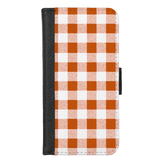Gingham Check Brown iPhone Wallet Case (Front)