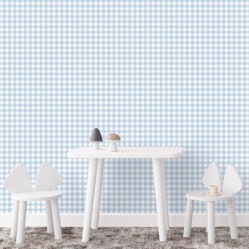 Gingham check cute simple blue farmhouse plaid wallpaper 