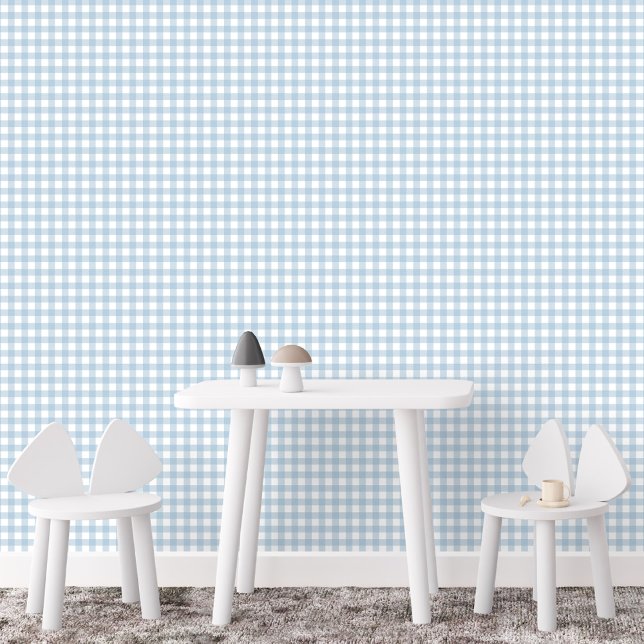 Gingham check cute simple blue farmhouse plaid wallpaper  (Creator Uploaded)