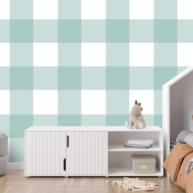 Gingham check cute simple large teal plaid wallpaper  (Creator Uploaded)