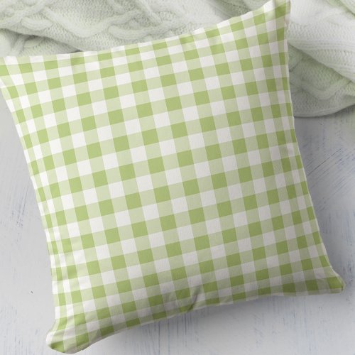 Gingham Check Green White Pattern Coordinating Throw Pillow