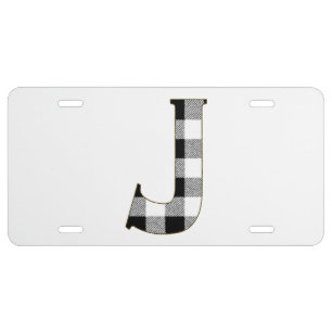 Gingham Check J License Plate