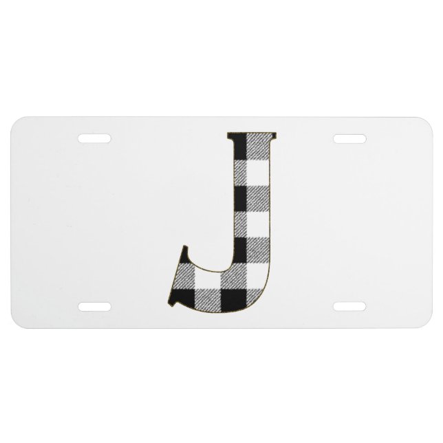 Gingham Check J License Plate (Front)