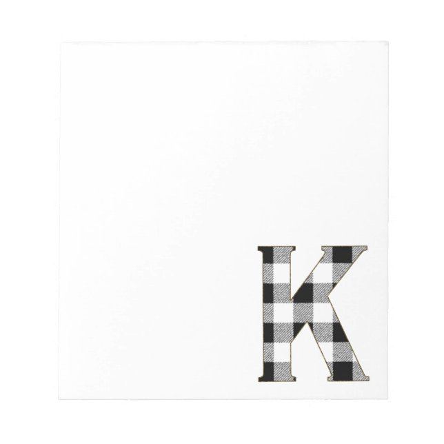 Gingham Check K Notepad (Front)
