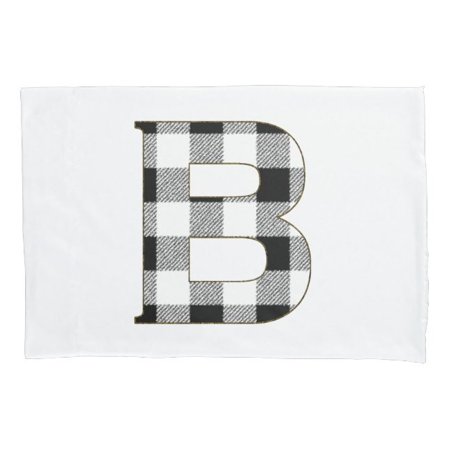 Gingham Check Letter B Pillow Case (Front)