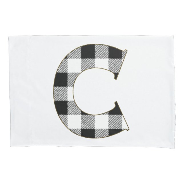 Gingham Check Letter C Pillow Case (Front)