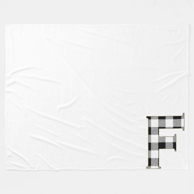 Gingham Check Letter F Fleece Blanket (Front (Horizontal))
