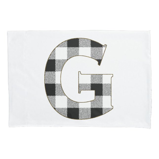 Gingham Check Letter G Pillow Case (Front)