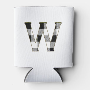 Gingham Check Letter W Can Cooler