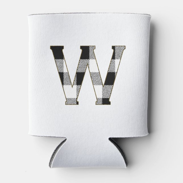 Gingham Check Letter W Can Cooler (Front)