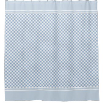 Gingham Check Light Blue White country Shower Curtain | Zazzle