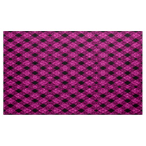 Gingham Check Magenta and Black Pattern Fabric
