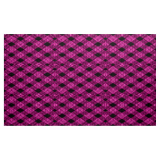 Gingham Check Magenta and Black Pattern Fabric