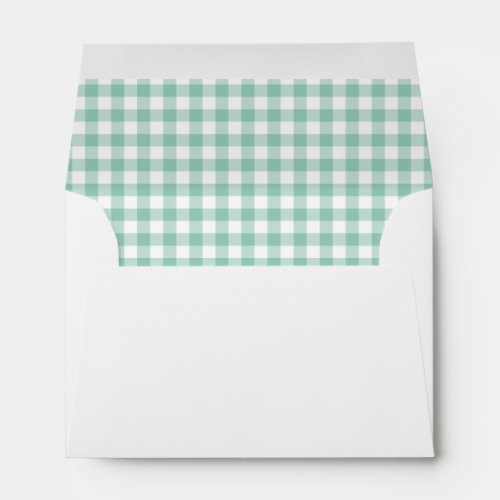 Gingham Check Mint Green Return Address Printed Envelope