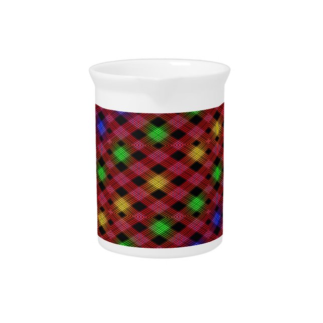 Gingham Check Multicolored Pattern Beverage Pitcher (Front)