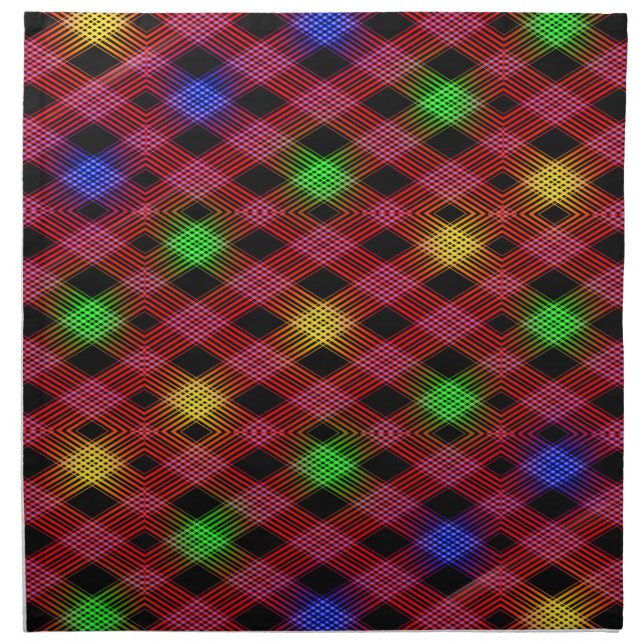 Gingham Check Multicolored Pattern Cloth Napkin (Front)