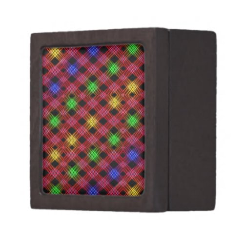 Gingham Check Multicolored Pattern Jewelry Box