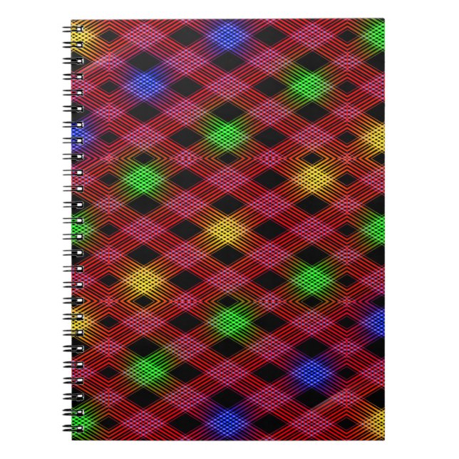 Gingham Check Multicolored Pattern Notebook (Front)