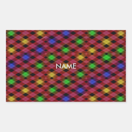 Gingham Check Multicolored Pattern Rectangular Sticker