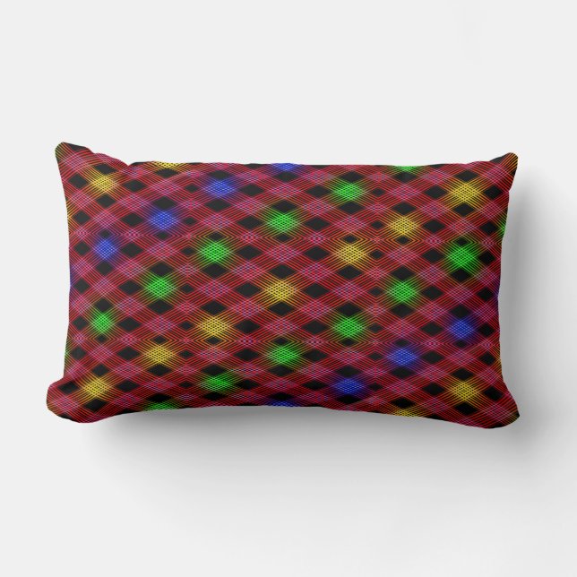 Gingham Check Multicolored Throw Pillow Lumbar (Front)