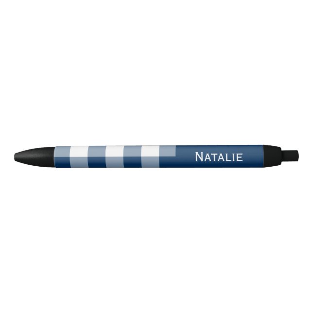 Gingham Check Navy Blue Custom Name  Pen (Front)