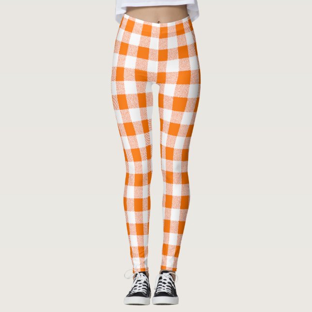 Gingham Check Orange Leggings (Front)