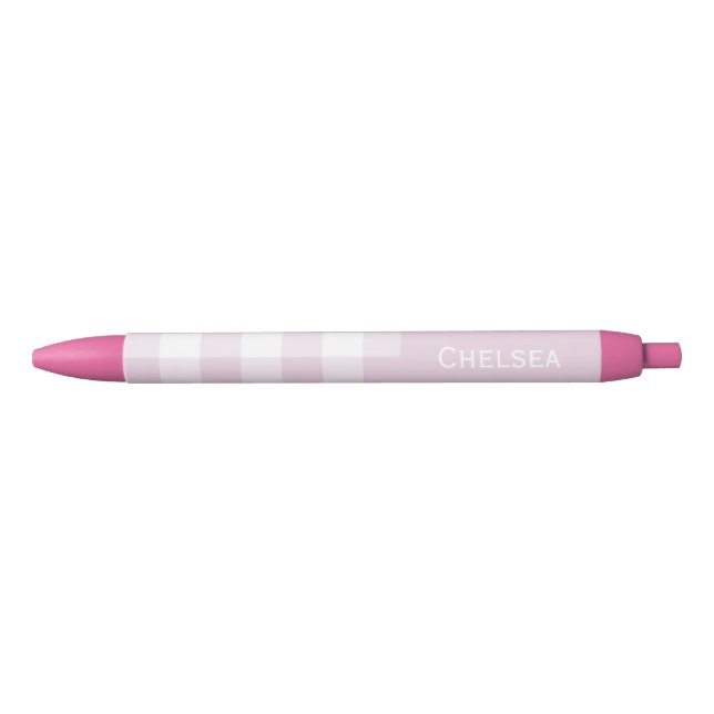 Gingham Check Pale Pink Custom Name  Pen (Front)