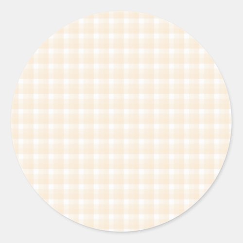 Gingham check pattern Beige and White Classic Round Sticker