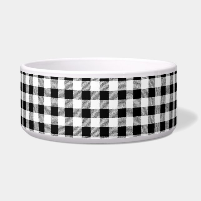 Gingham check pattern black and white bowl (Front)