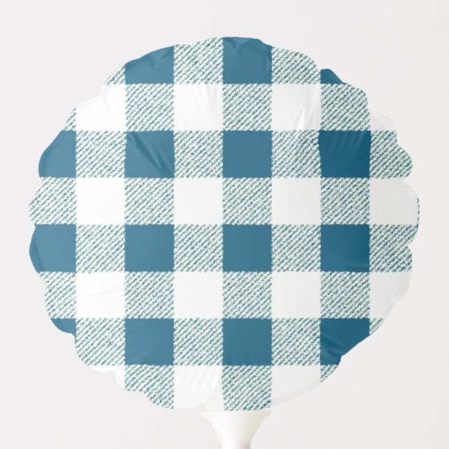 Gingham Check Pattern Bluish Green Balloon (Front)