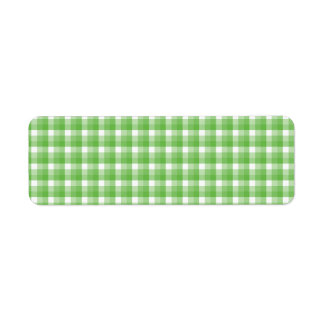 Gingham check pattern. Green and White. Label