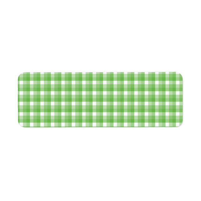 Gingham check pattern. Green and White. Label (Front)