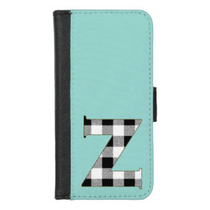 Gingham Check Pattern Letter Z iPhone 8/7 Wallet Case