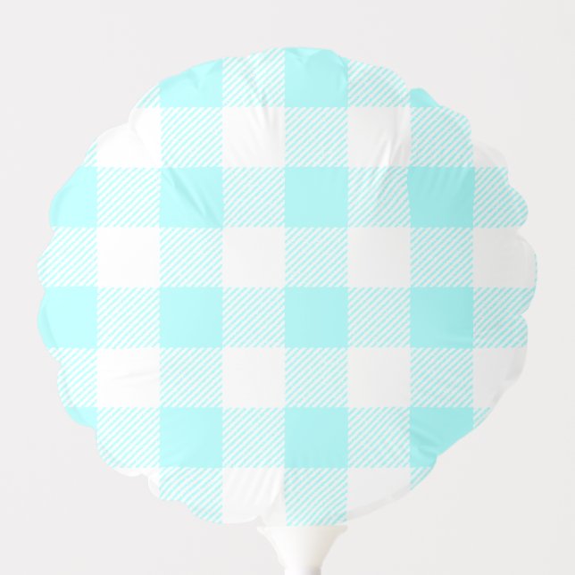 Gingham Check Pattern Light Blue Balloon (Front)