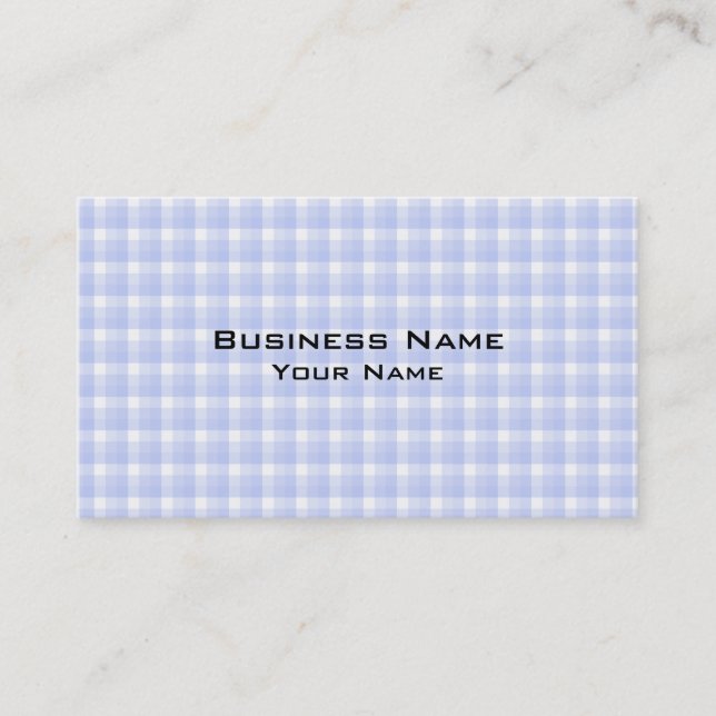 Gingham check pattern. Light Blue & White. Business Card (Front)