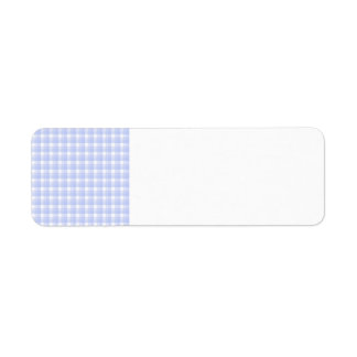 Gingham check pattern. Light Blue & White. Label