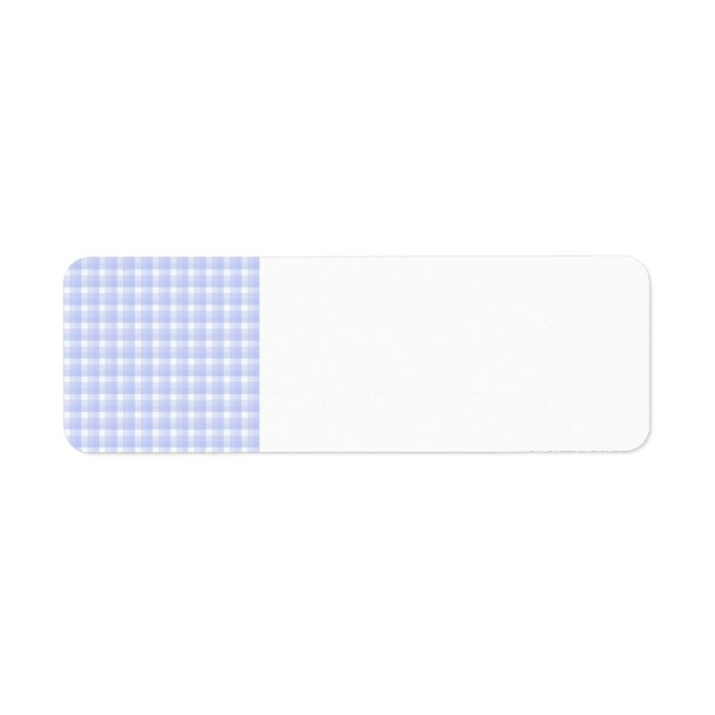 Gingham check pattern. Light Blue & White. Label (Front)