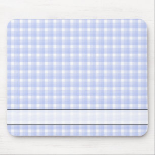 Gingham check pattern. Light Blue & White. Mouse Pad