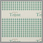 Gingham Check Pattern Monogram Green Boys Fabric