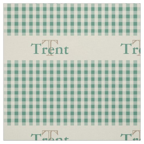 Gingham Check Pattern Monogram Green Boys Fabric