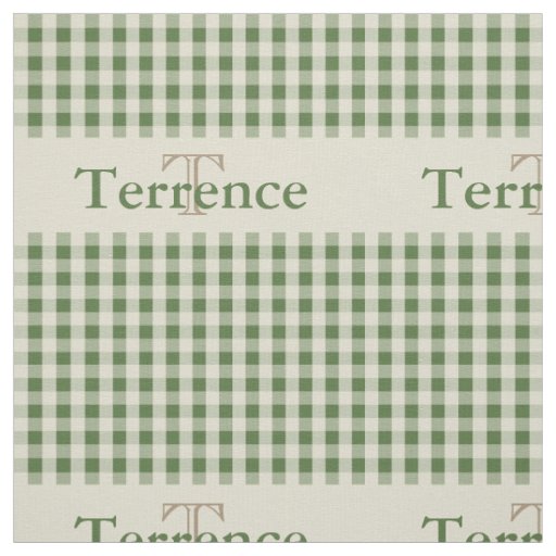 Gingham Check Pattern Monogram Sage Green Boys Fabric